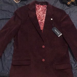 Nautica Burgundy Microsuede Modern Fit Sport Coat